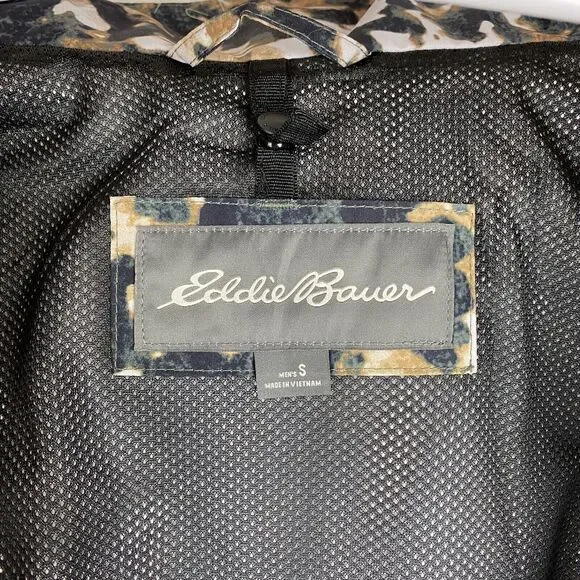NWT Eddie Bauer Jacket Mens Size S Black Tan Packable Rainfoil Capers Waterproof
